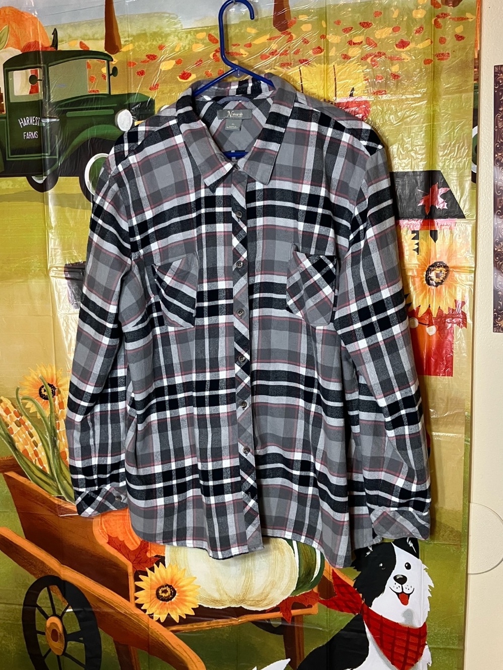 Natural Reflections Gray Plaid Button-Down Shirt